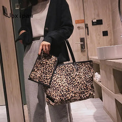 Leopard Print Tote Bag Women Shoulder Handbag