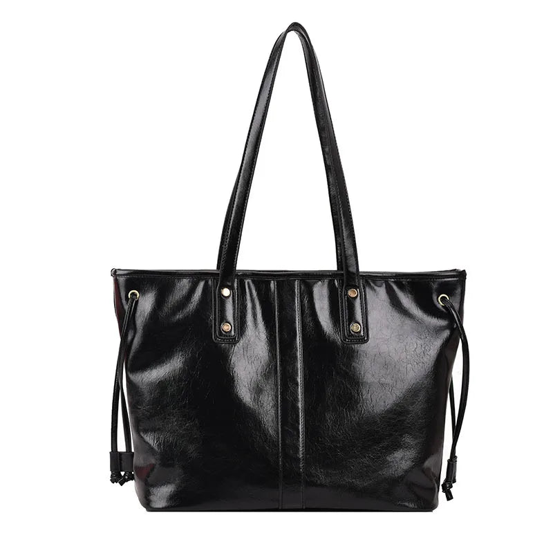 Vintage Large Capacity Women's Shoulder Bag Pu Leather Tote Handbag