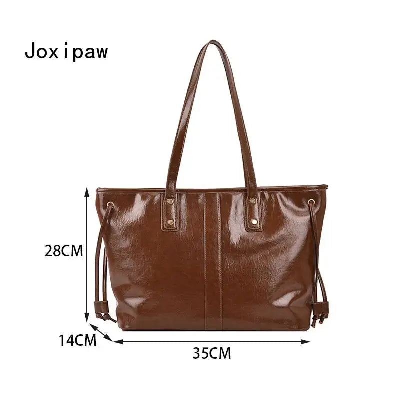 Vintage Large Capacity Women's Shoulder Bag Pu Leather Tote Handbag