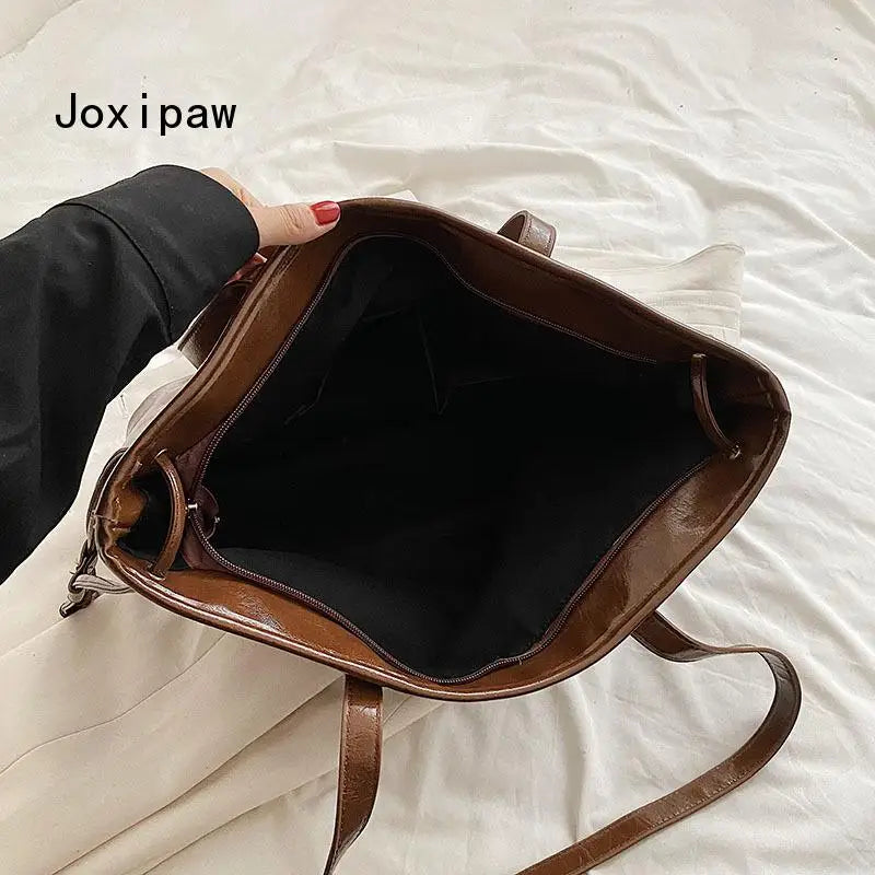 Vintage Large Capacity Women's Shoulder Bag Pu Leather Tote Handbag