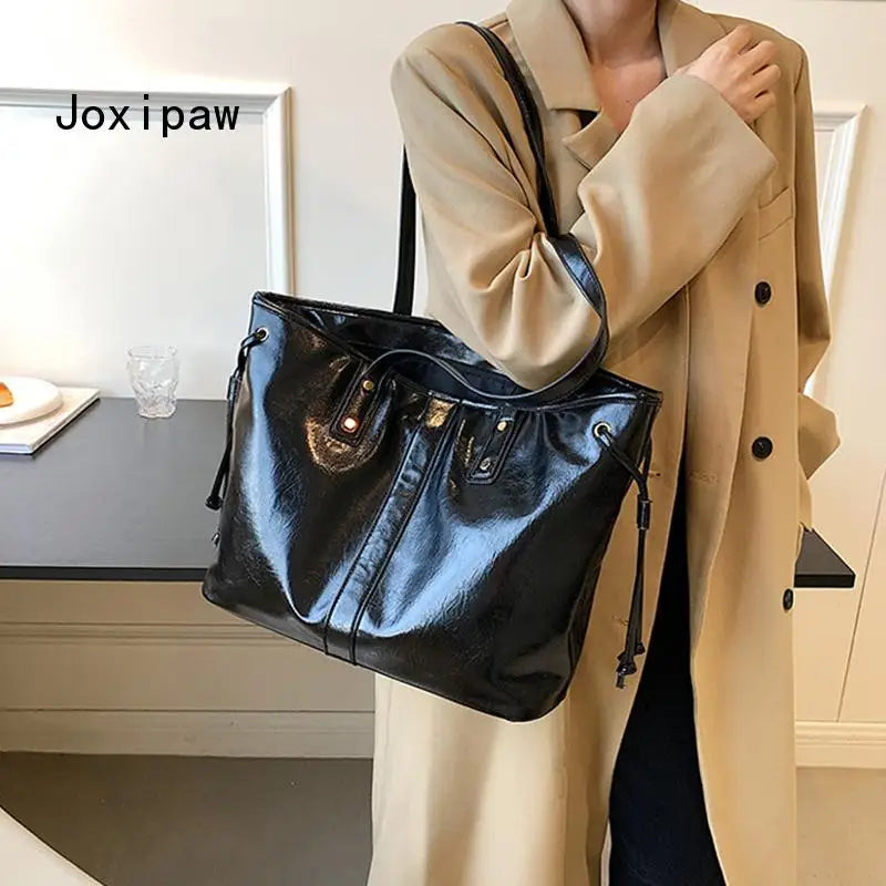 Vintage Large Capacity Women's Shoulder Bag Pu Leather Tote Handbag