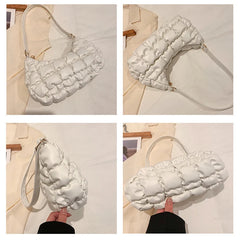 Vintage PU Leather Underarm Bag Plaid Shoulder Bags