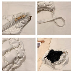 Vintage PU Leather Underarm Bag Plaid Shoulder Bags