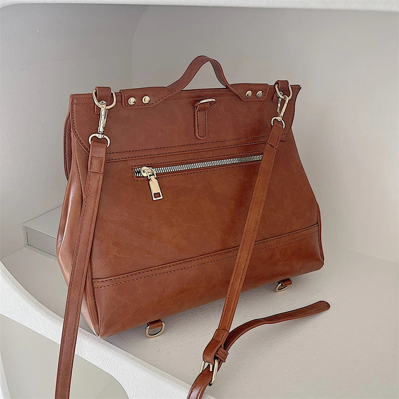Vintage PU Leather Small Backpack Shoulder Bag College Style