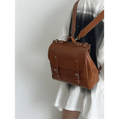 Vintage PU Leather Small Backpack Shoulder Bag College Style