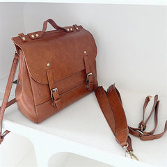 Vintage PU Leather Small Backpack Shoulder Bag College Style