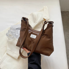 Vintage Pu Underarm Shoulder Bag Woman Soft Leather Padded Handbag