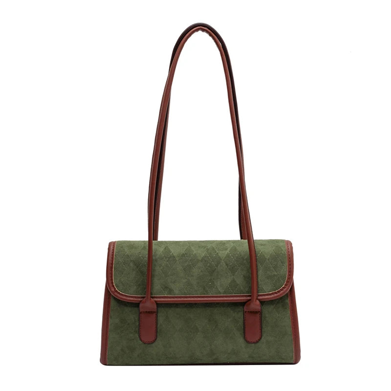 Vintage Pu Women's Flap Bag Casual Magnetic Button Shoulder Bag Solid Shopping B