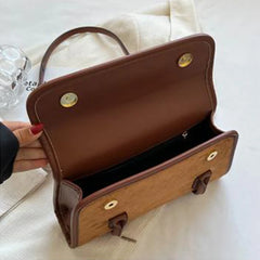 Vintage Pu Women's Flap Bag Casual Magnetic Button Shoulder Bag Solid Shopping B