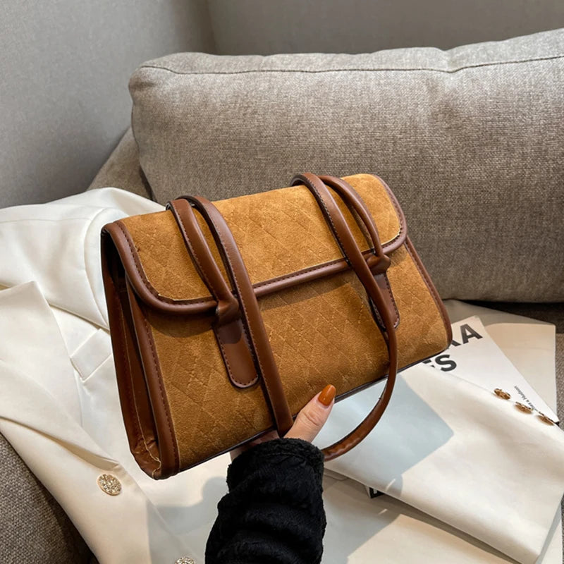 Vintage Pu Women's Flap Bag Casual Magnetic Button Shoulder Bag Solid Shopping B