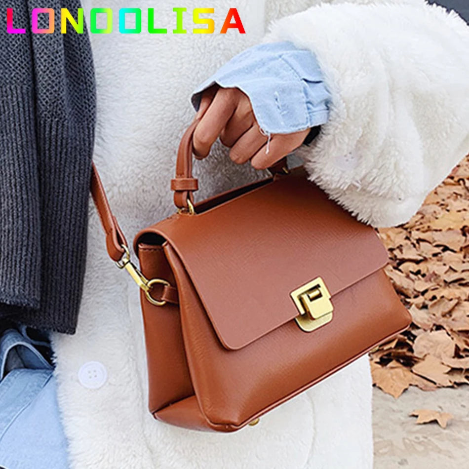 Vintage Pure Tote Bag PU Leather Women's Handbag