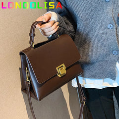Vintage Pure Tote Bag PU Leather Women's Handbag