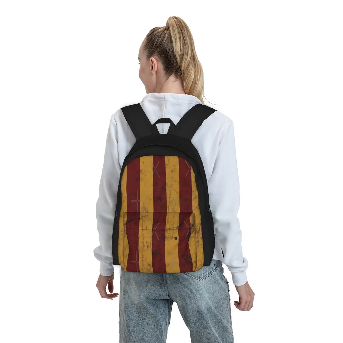 Vintage Red Geometric Backpack Men Women Female Bag Youth Bags
