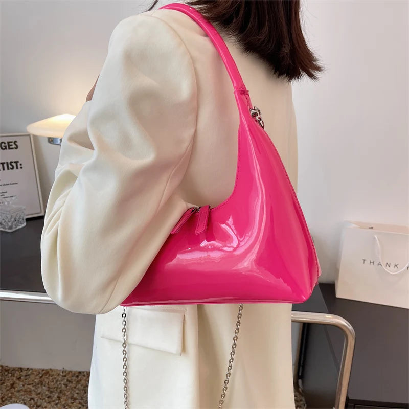 Vintage Red Bagutte Leather Hobo Bag