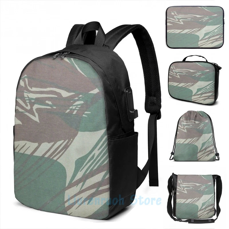 Vintage Rhodesian Army Brushstroke Camo USB Charge Backpack
