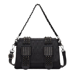 Vintage Rivet Crossbody Bag Women PU Leather Messenger Bag