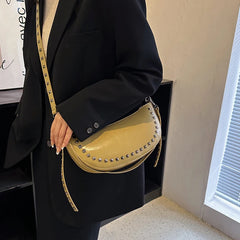 Vintage Rivet Shoulder Bag Large Capacity Messenger Motorcycle Bag