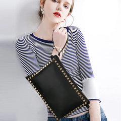 Vintage Rivets PU Leather Crossbody Bag Envelope Clutch