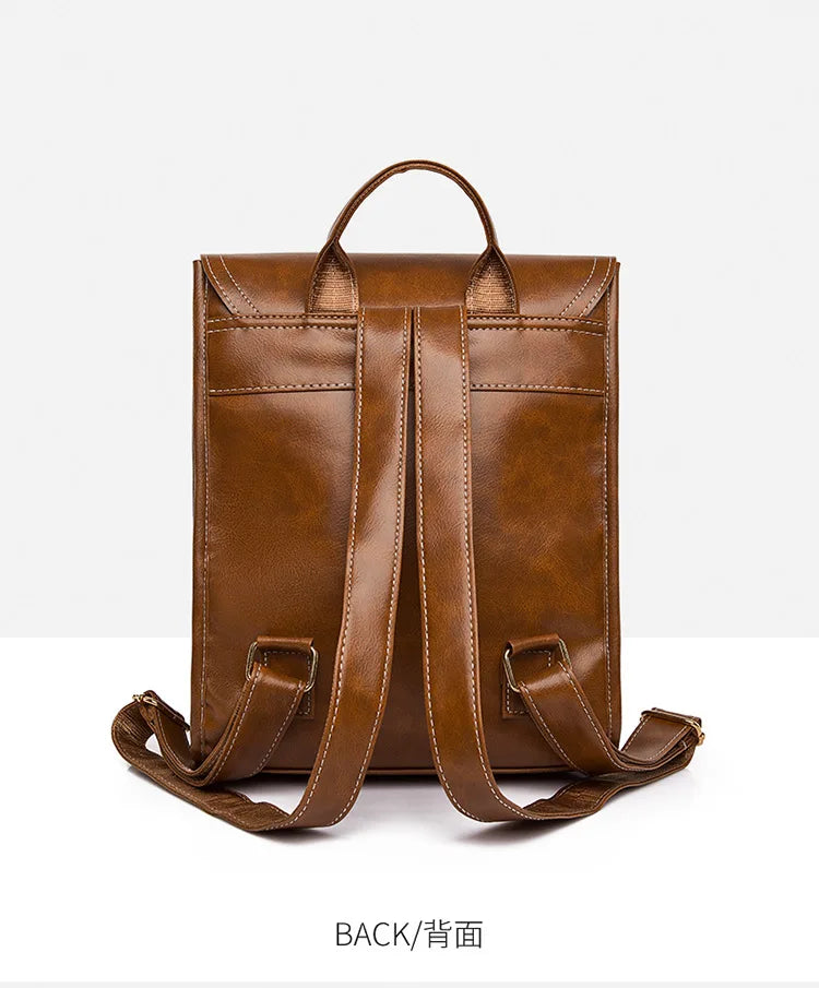 Vintage PU Leather Women Backpacks School Bagpack 13inch Laptop Bag