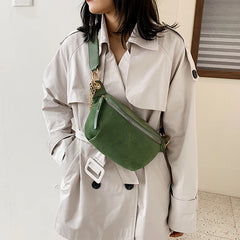 Vintage Scrub Leather Waist Bag Belt Chain Fanny Pack Banana Women Waist Pack