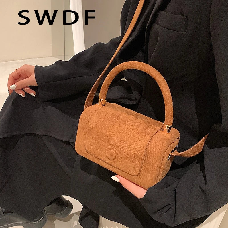 Vintage PU Leather Crossbody Shoulder Bag for Women Tote Handbag