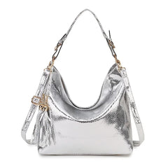 Vintage Serpentine Leather Women Handbag Big Shoulder Bag