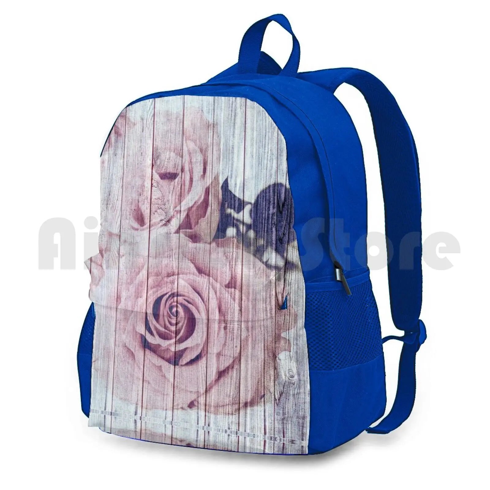 Vintage Pink Rose Hiking Backpack Climbing Sports Bag
