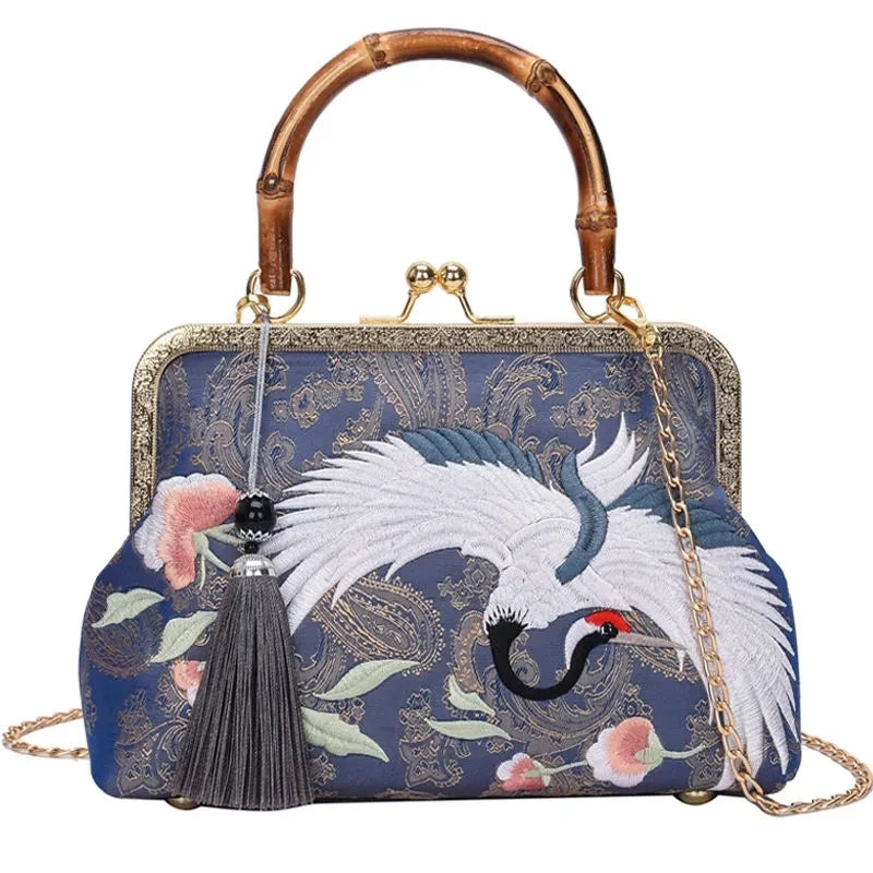 Vintage Shell Lock Japan Style Women Shoulder Crossbody Bags Chain Fringe Bag
