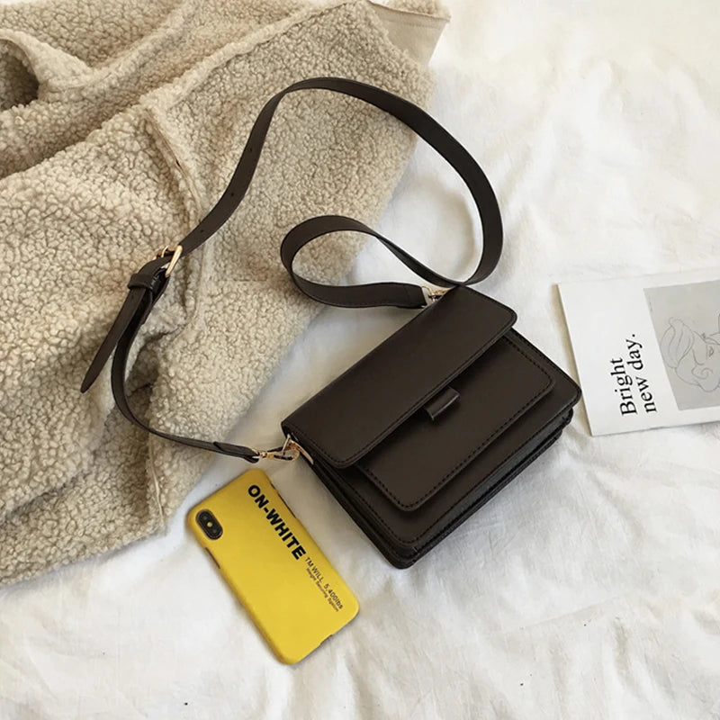 Vintage PU Leather Shoulder Bag for Women Crossbody Messenger Bag