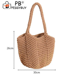 Vintage Woven Shoulder Bag for Seaside Vacation