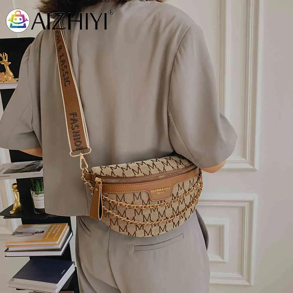 Vintage Shoulder Bag Printed Letter Women Saddle Waist Bag