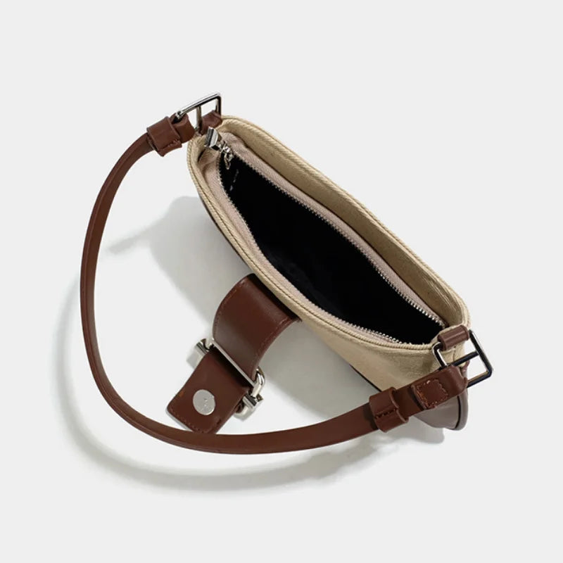 Vintage Canvas and Leather Shoulder Bag for Women