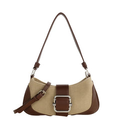 Vintage Canvas and Leather Shoulder Bag for Women