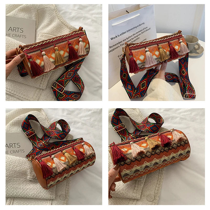 Vintage Shoulder Bags for Women Crossbody Bag Purse Lady Barrel
