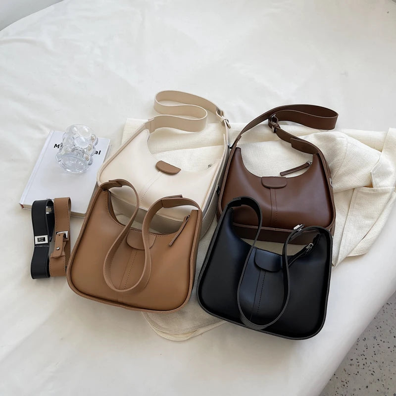 Vintage Shoulder Crossbody Bags PU Leather Women's Handbag Clutch Brown Purses