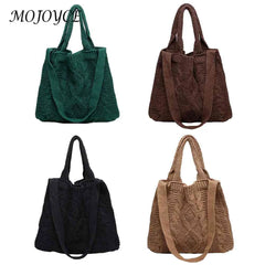 Vintage Knitted Crossbody Handbag Large Capacity Top-handle Bag
