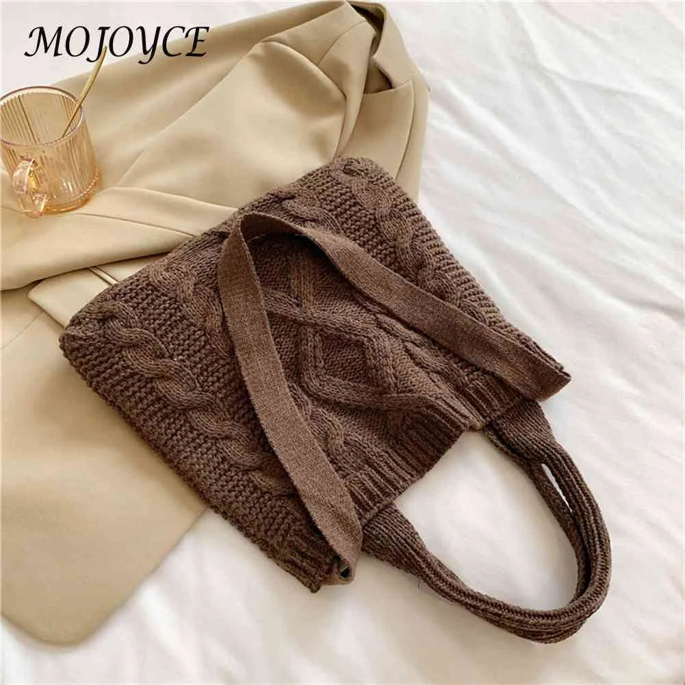 Vintage Knitted Crossbody Handbag Large Capacity Top-handle Bag