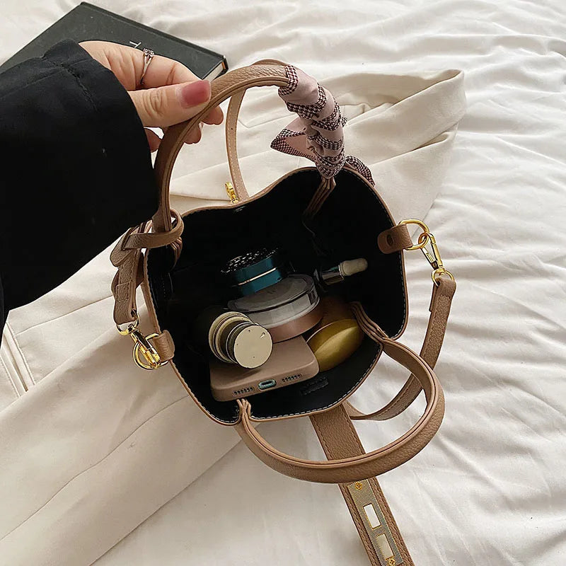 Vintage Silk Scarf Shoulder Bag for Women Totes Ladies Crossbody Bag Purse