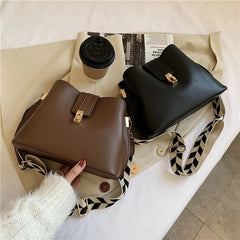 Vintage Small PU Leather Bucket Crossbody Bags For Women LEFTSIDE