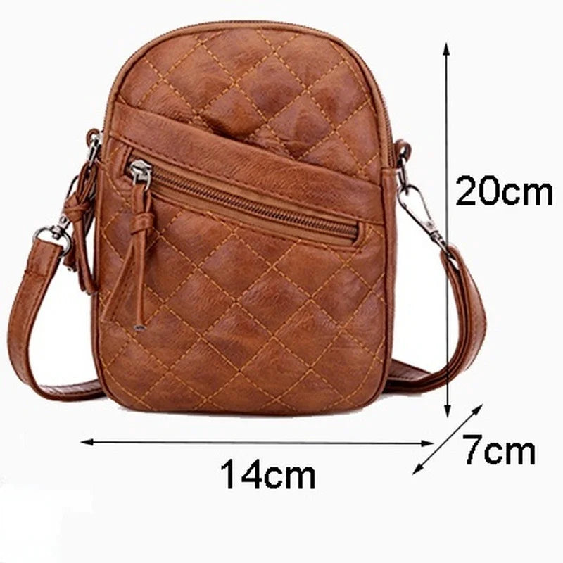 Vintage Small Crossbody Bag Women PU Leather Shoulder Messenger Phone Purse