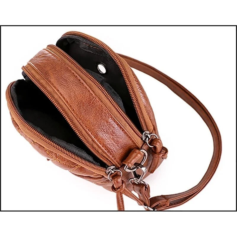 Vintage Small Crossbody Bag Women PU Leather Shoulder Messenger Phone Purse