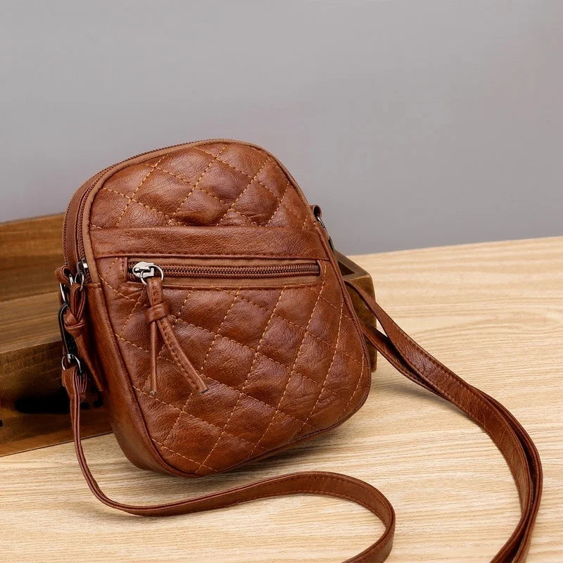 Vintage Small Crossbody Bag Women PU Leather Shoulder Messenger Phone Purse
