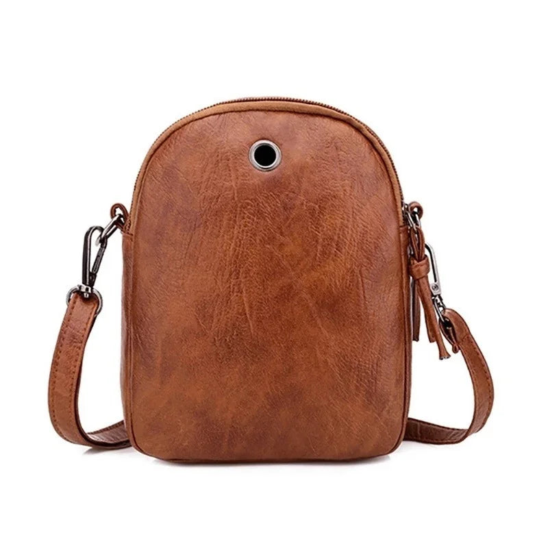 Vintage Small Crossbody Bag Women PU Leather Shoulder Messenger Phone Purse