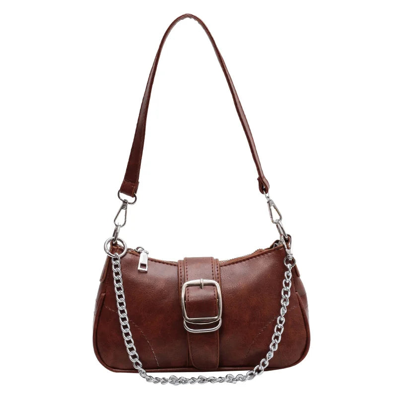 Vintage Leather Crossbody Bags for Women Chain Handbags and Purses