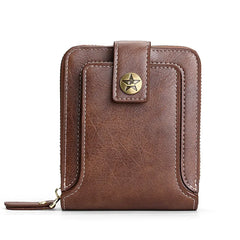 Vintage Men's Leather Wallet Clutch Hasp Zipper Purse