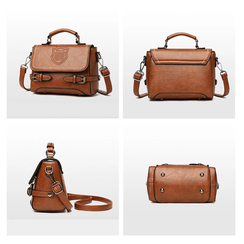 Vintage Small Square Shoulder Bag Women PU Leather Crossbody Bag
