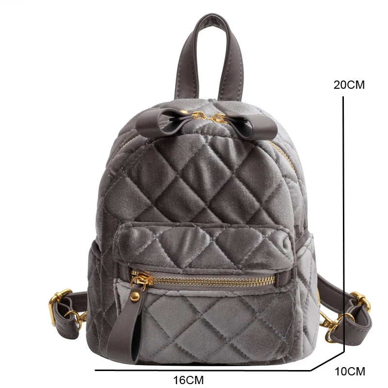 Vintage Small Velvet Woman Backpacks Female Backpack Shoulder Bag
