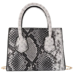 Vintage Snake Print Mini Shoulder Bag for Women PU Leisure Chain Bag