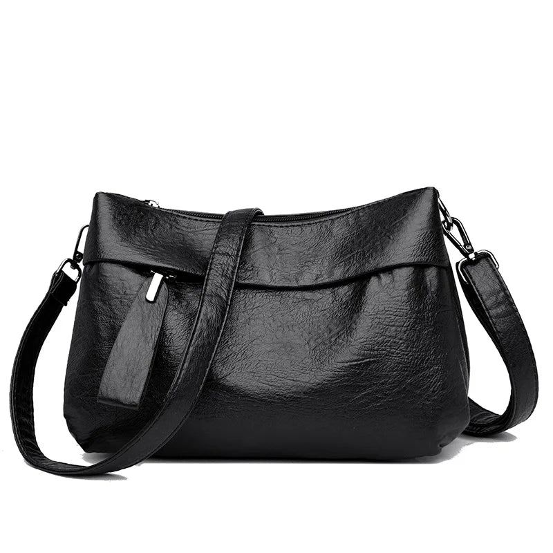 Vintage Soft Leather Crossbody Bag Small Handbag Square Shoulder Messenger Purse