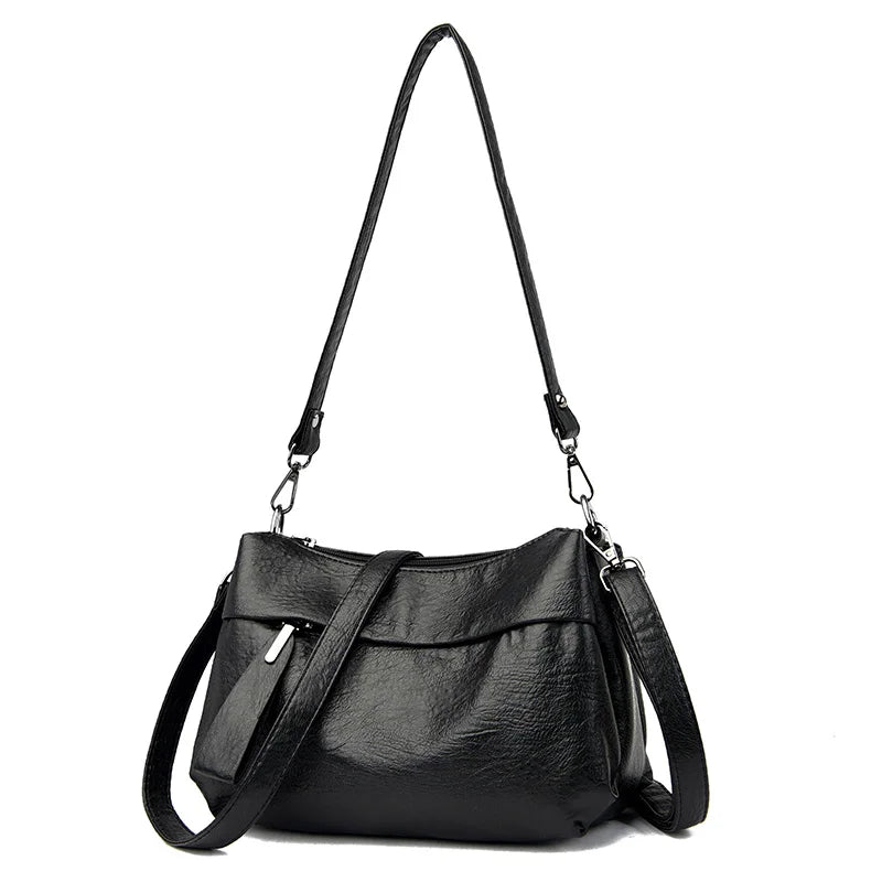 Vintage Soft Leather Crossbody Bag Small Handbag Square Shoulder Messenger Purse